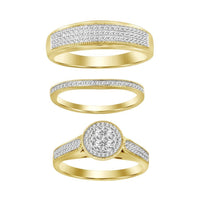 Thumbnail for LADIES TRIO RING SET 1/2 CT ROUND DIAMOND 10K YELLOW GOLD