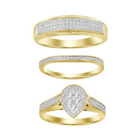 Thumbnail for LADIES TRIO RING SET 1/2 CT ROUND DIAMOND 10K YELLOW GOLD