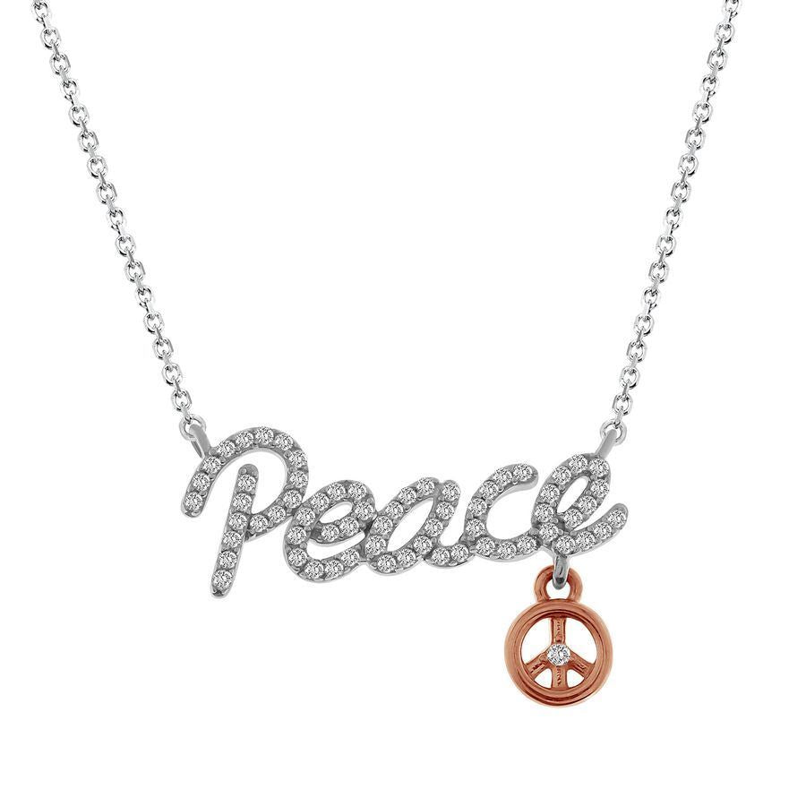 LADIES NECKLACE 1/5 CT ROUND DIAMOND 10K TT WHITE & ROSE GOLD
