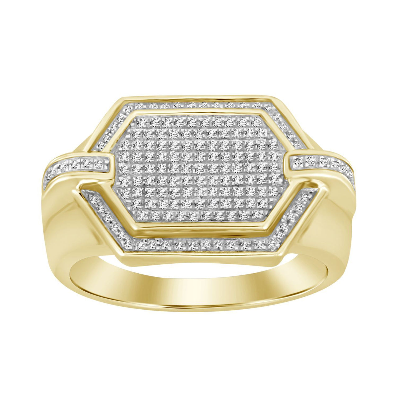 MEN'S RING 1/3 CT ROUND DIAMOND 10K YELLOW GOLD