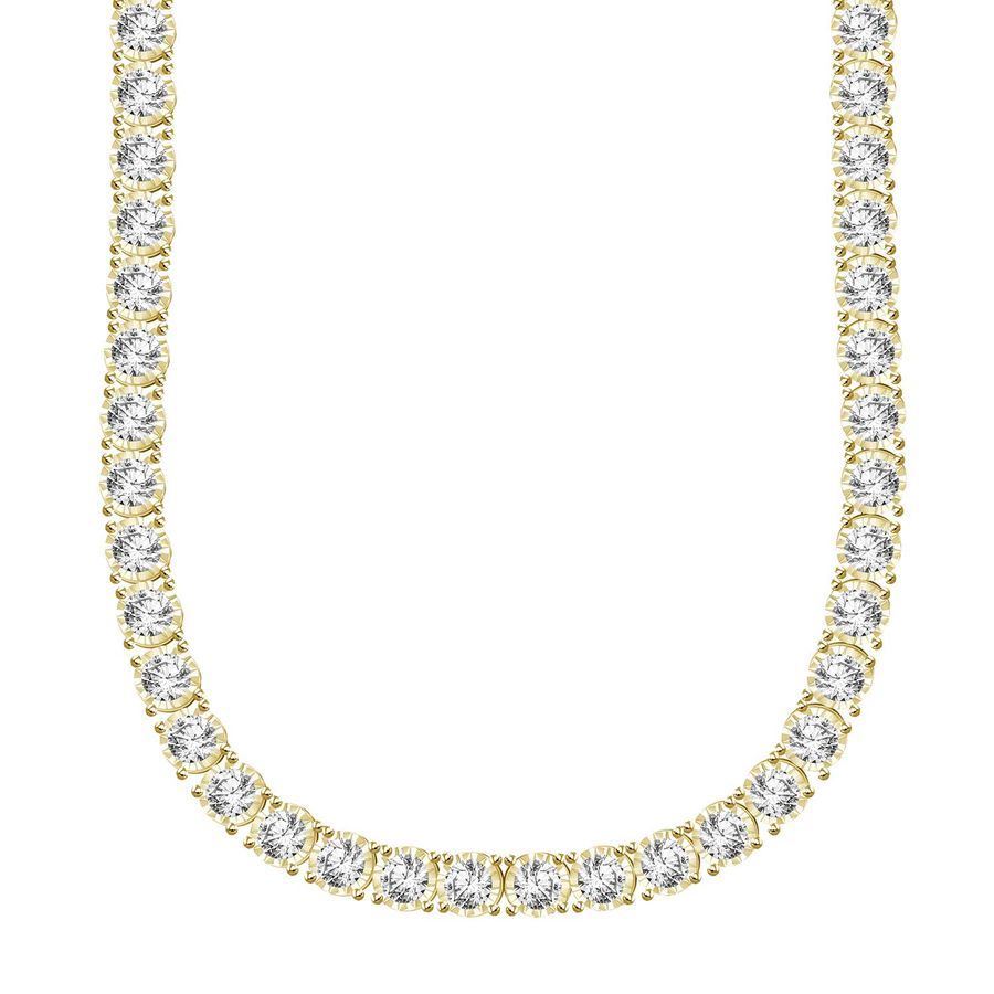 MEN'S NECKLACE 16 1/4 CT ROUND DIAMOND 14K YELLOW GOLD