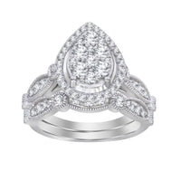 Thumbnail for LADIES BRIDAL RING SET 1 CT ROUND DIAMOND 14K WHITE GOLD