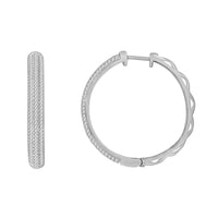 Thumbnail for LADIES HOOP EARRINGS 3/4 CT ROUND DIAMOND 10K WHITE GOLD