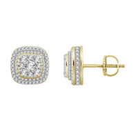 Thumbnail for MEN'S EARRINGS 1 CT ROUND DIAMOND 10K YELLOW GOLD