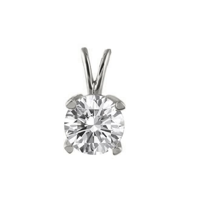 LADIES SOLITAIR PENDANT 1/6 CT ROUND DIAMOND 14K WHITE GOLD