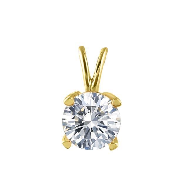 LADIES SOLITAIR PENDANT 1/6 CT ROUND DIAMOND 14K YELLOW GOLD