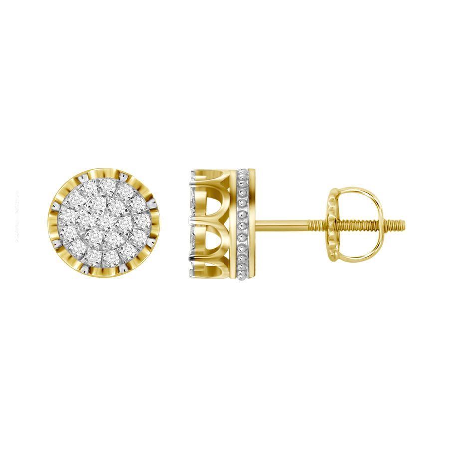 MEN'S EARRING 1/2 CT ROUND DIAMOND 10K YELLOW GOLD