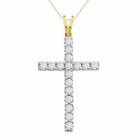 Thumbnail for MEN'S CROSS 1 CT ROUND DIAMOND 14K YELLOW GOLD