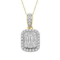 Thumbnail for LADIES PENDANT 3/8 CT ROUND/BAGUETTE DIAMOND 14K YELLOW GOLD