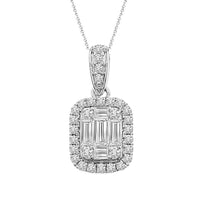 Thumbnail for LADIES PENDANT 3/8 CT ROUND/BAGUETTE DIAMOND 14K WHITE GOLD