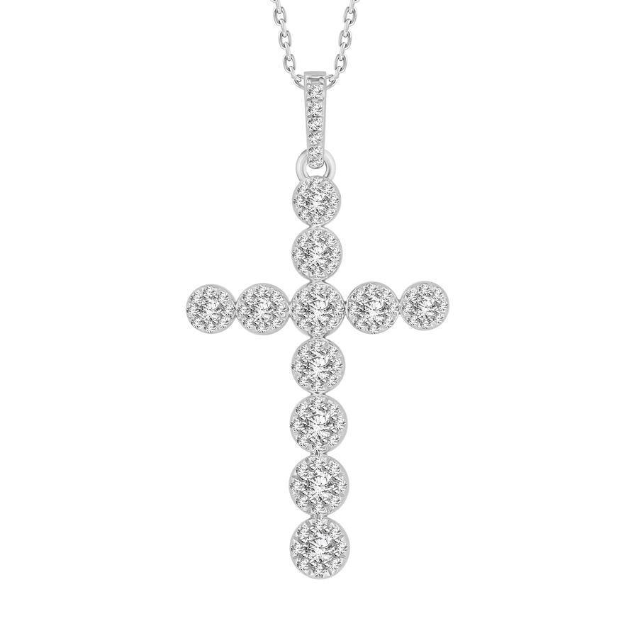 LADIES PENDANT 1/2 CT ROUND DIAMOND 10K WHITE GOLD