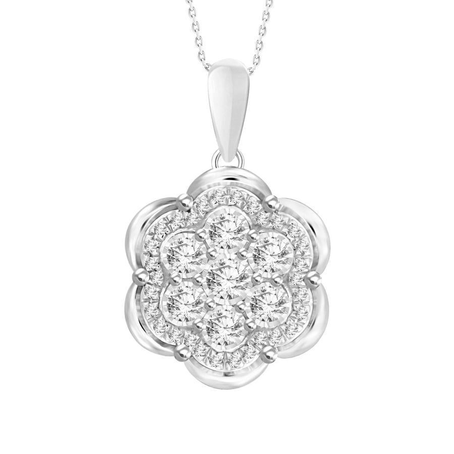 LADIES PENDANT 1/3 CT ROUND DIAMOND 10K WHITE GOLD