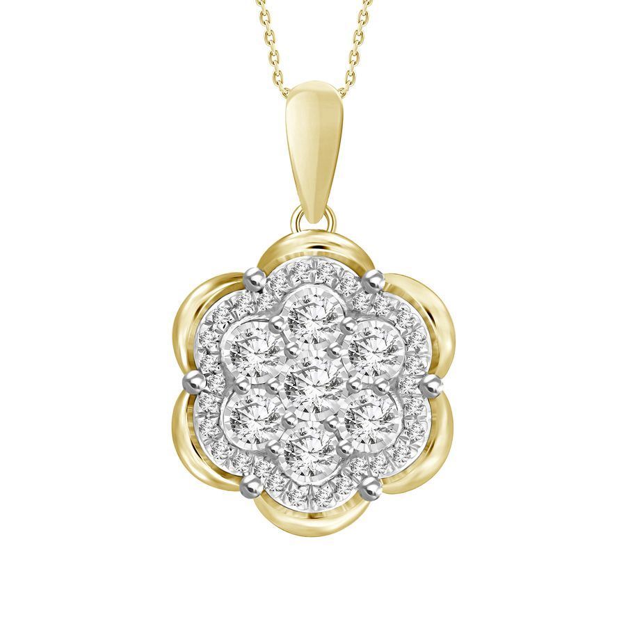 LADIES PENDANT 1/3 CT ROUND DIAMOND 10K YELLOW GOLD