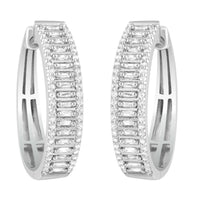Thumbnail for LADIES EARRING 3/4 CT ROUND/BAGUETTE DIAMOND 10K WHITE GOLD