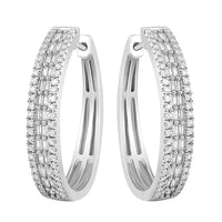Thumbnail for LADIES EARRING 1 CT ROUND/BAGUETTE DIAMOND 10K WHITE GOLD