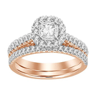 Thumbnail for LADIES BRIDAL RING SET 1 CT ROUND/PRINCESS DIAMOND 14K ROSE GOLD