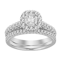 Thumbnail for LADIES BRIDAL RING SET 1 CT ROUND/PRINCESS DIAMOND 14K WHITE GOLD