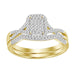 LADIES BRIDAL RING SET 1/4 CT ROUND DIAMOND 10K YELLOW GOLD