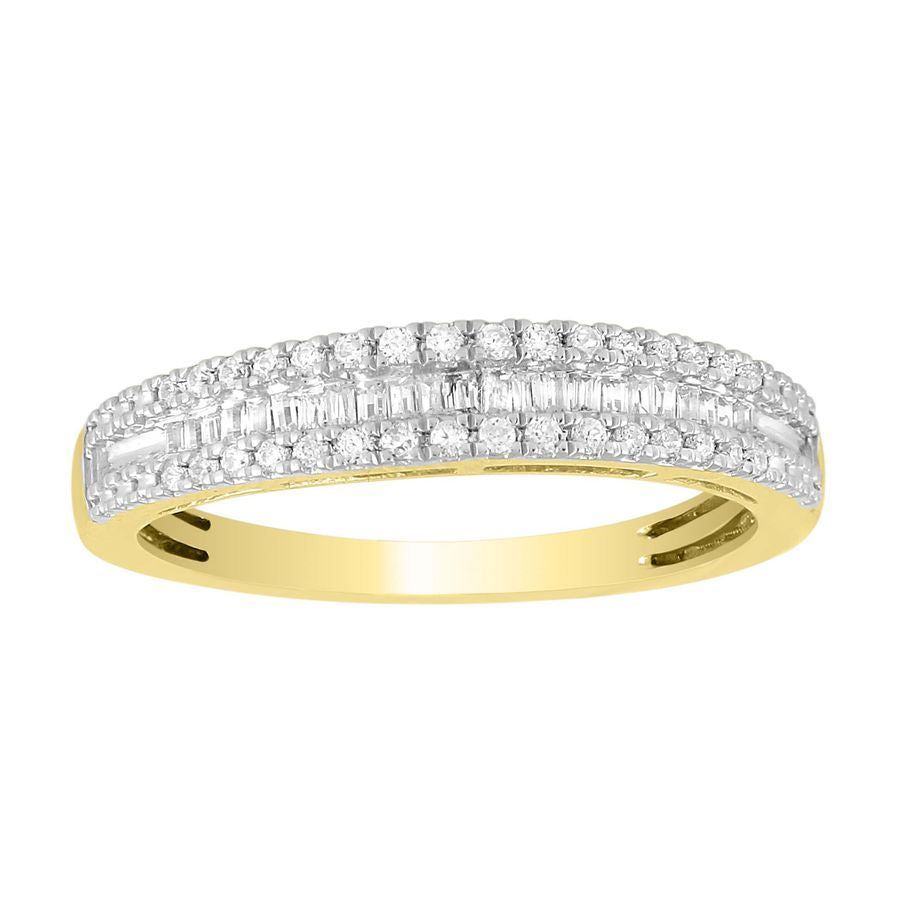 LADIES BAND 1/4 CT ROUND DIAMOND 10K YELLOW GOLD