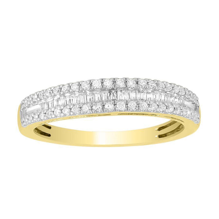 LADIES BAND 1/4 CT ROUND DIAMOND 10K YELLOW GOLD