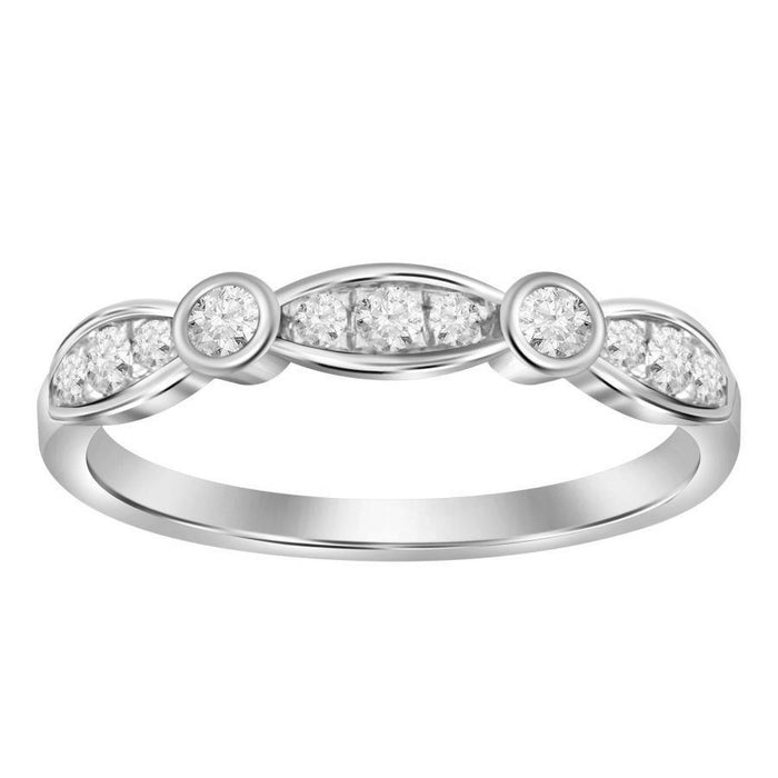 LADIES STACKABLE BAND 1/4 CT ROUND DIAMOND 14K WHITE GOLD