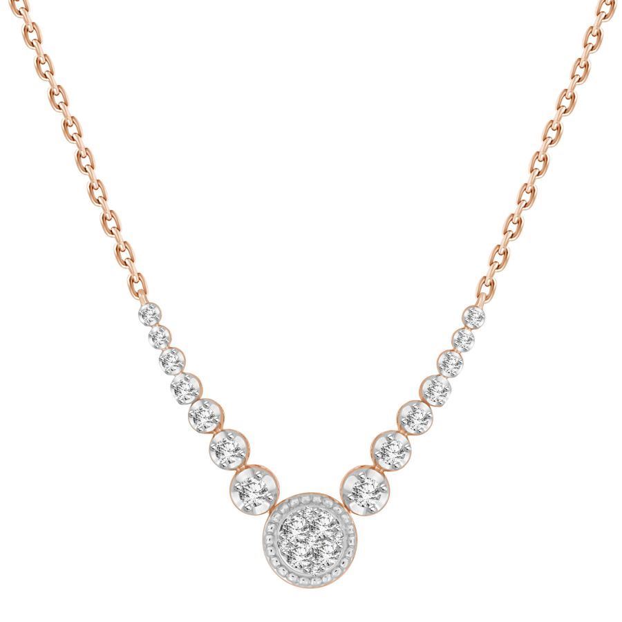 LADIES NECKLACES 1/3 CT ROUND DIAMOND 10K Rose GOLD