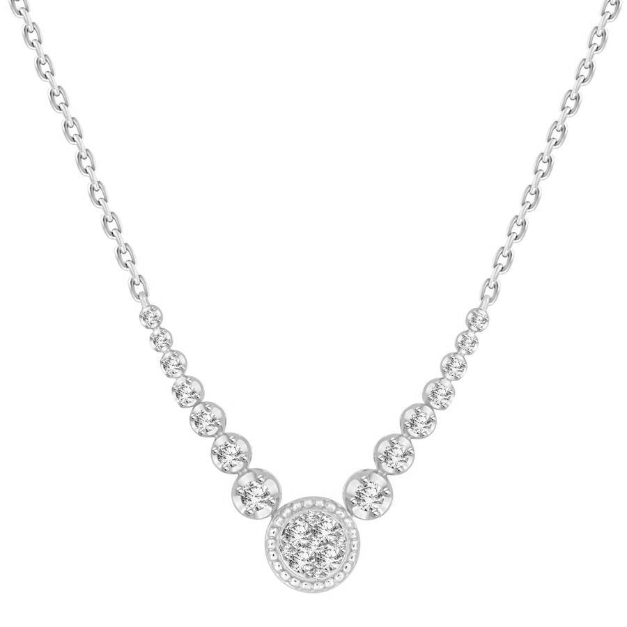 LADIES NECKLACES 1/3 CT ROUND DIAMOND 10K White GOLD