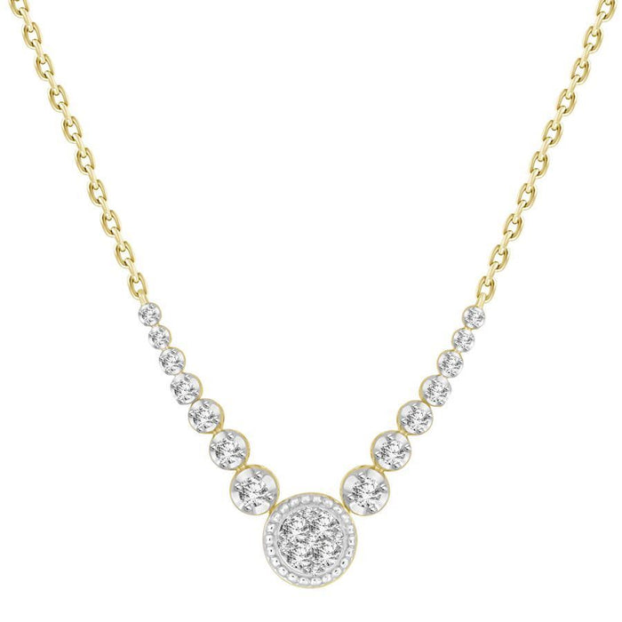 LADIES NECKLACES 1/3 CT ROUND DIAMOND 10K Yellow GOLD