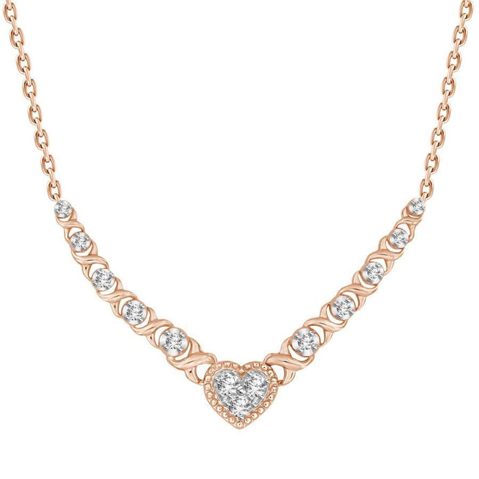 LADIES NECKLACES 1/3 CT ROUND DIAMOND 10K Rose GOLD