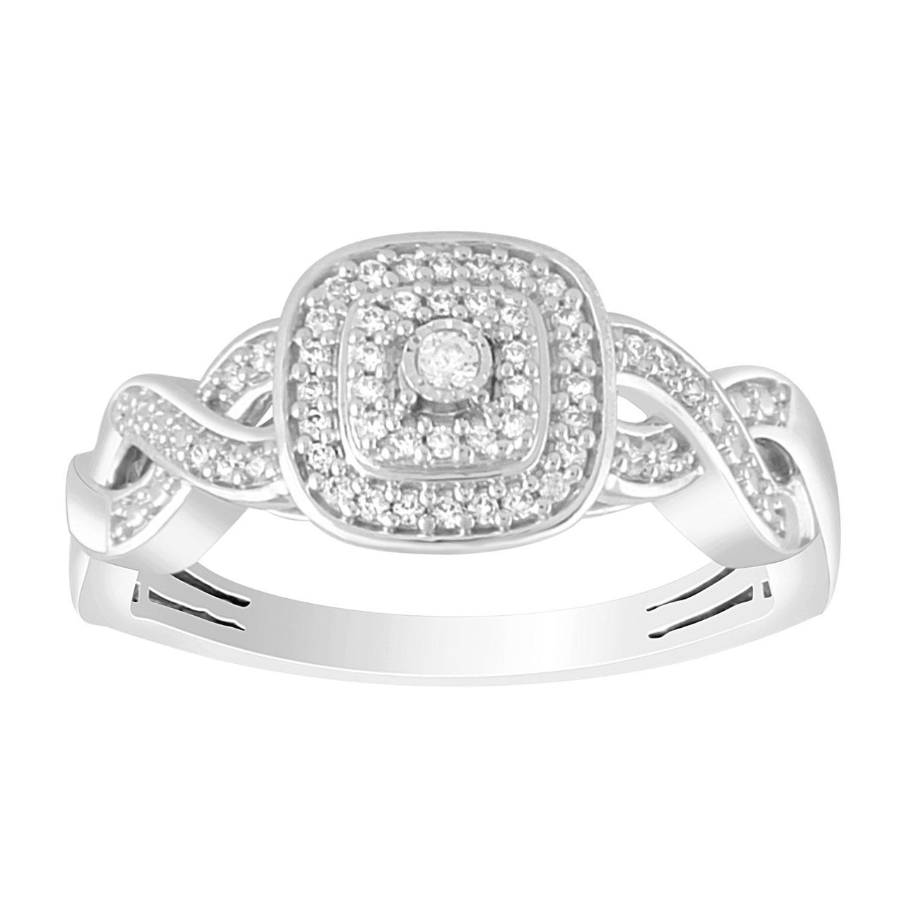 LADIES ENGAGEMENT RING 1/6 CT ROUND DIAMOND 10K WHITE GOLD