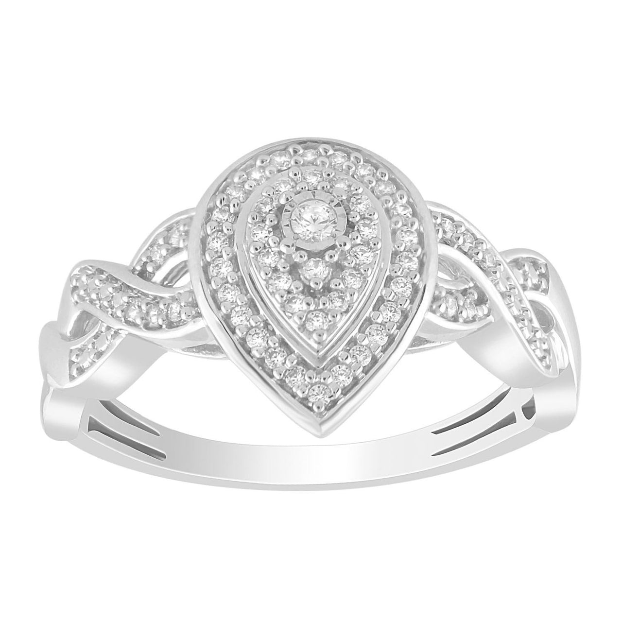 LADIES ENGAGEMENT RING 1/6 CT ROUND DIAMOND 10K WHITE GOLD