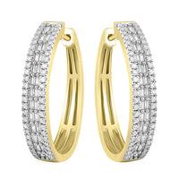 Thumbnail for LADIES EARRING 1 CT ROUND/BAGUETTE DIAMOND 10K YELLOW GOLD