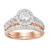 Thumbnail for LADIES BRIDAL RING SET 1 CT ROUND DIAMOND 14K ROSE GOLD