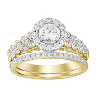 Thumbnail for LADIES BRIDAL RING SET 1 CT ROUND DIAMOND 14K YELLOW GOLD