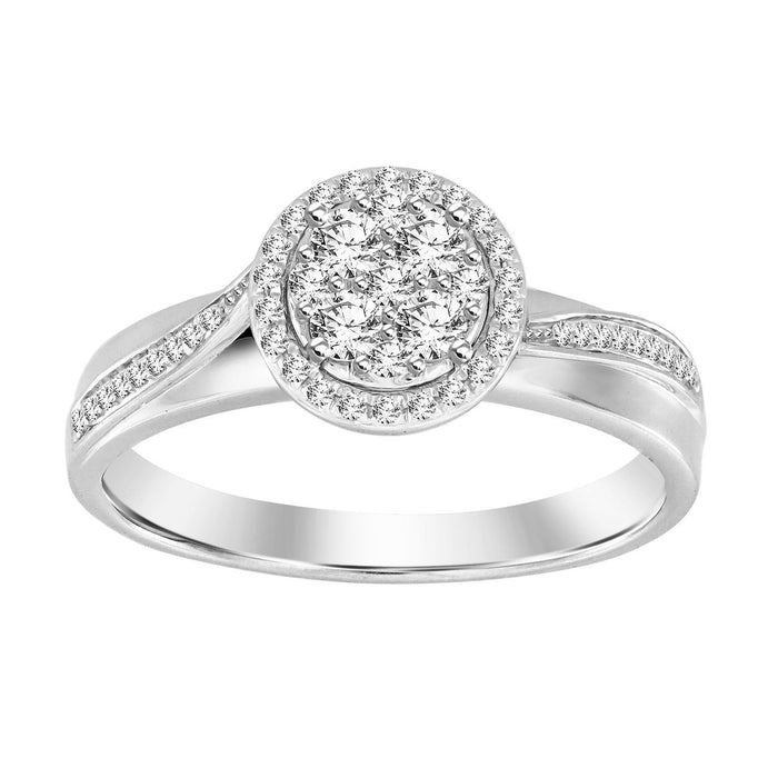 LADIES RING 1/4 CT ROUND DIAMOND 10KWHITE GOLD