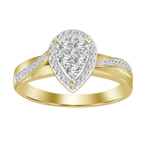 LADIES RING 1/4 CT ROUND DIAMOND 10K YELLOW GOLD