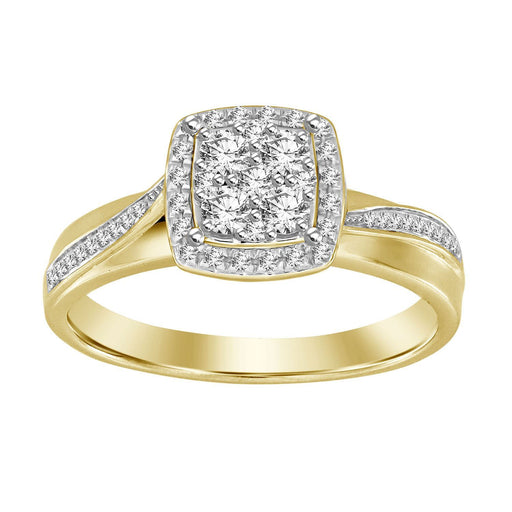 LADIES RING 1/4 CT ROUND DIAMOND 10K YELLOW GOLD