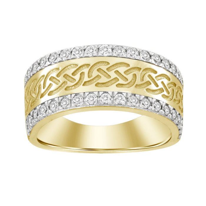 MEN'S RING 1 CT ROUND DIAMOND 14K YELLOW GOLD