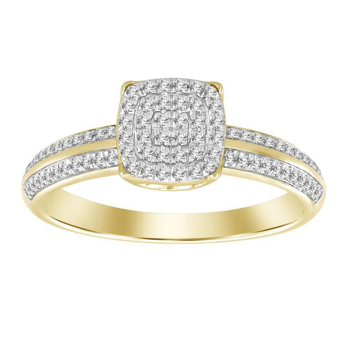 LADIES RING 1/5 CT ROUND DIAMOND 10K YELLOW GOLD