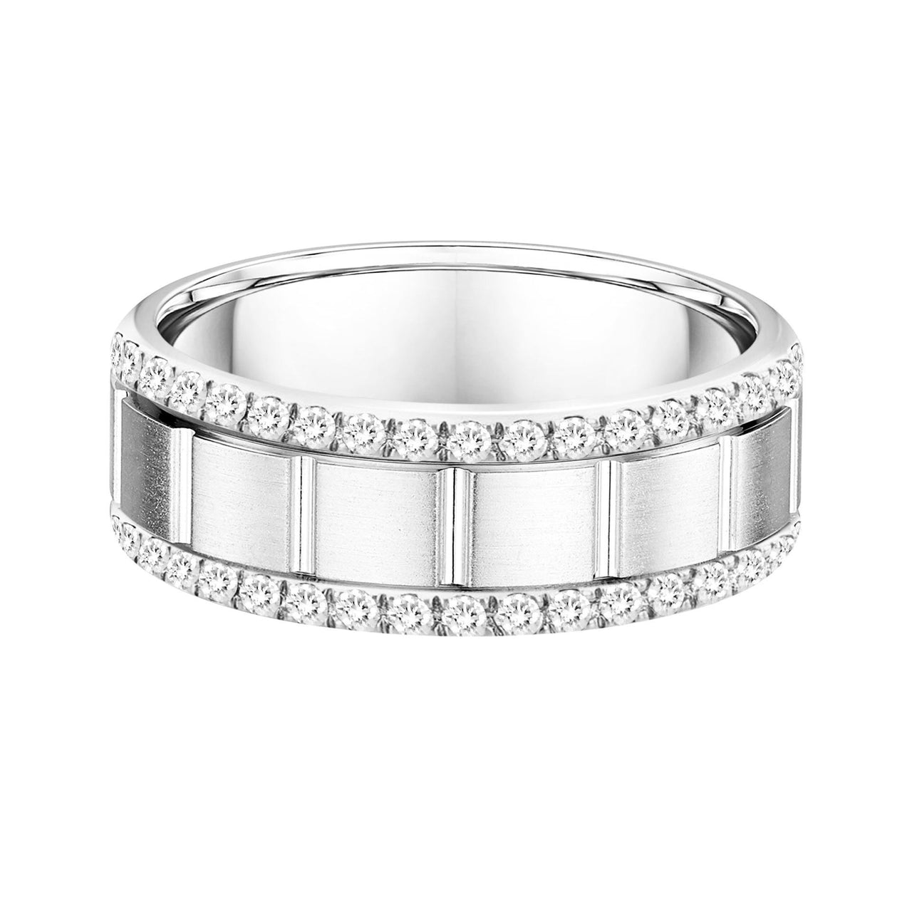 MEN'S RING 1 CT ROUND DIAMOND 14K WHITE GOLD