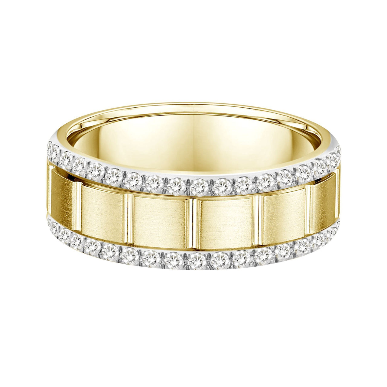 MEN'S RING 1 CT ROUND DIAMOND 14K YELLOW GOLD