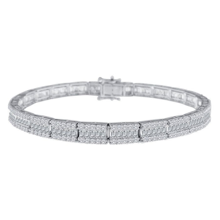 LADIES BRACELET 5 CT ROUND/BAGUETTE DIAMOND 10K WHITE GOLD