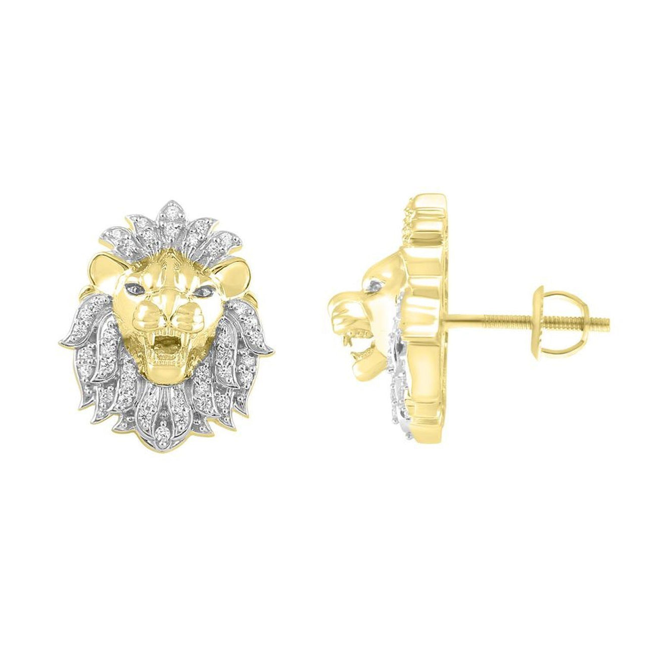 MEN'S EARRING 1/4 CT ROUND DIAMOND 10K YELLOW GOLD