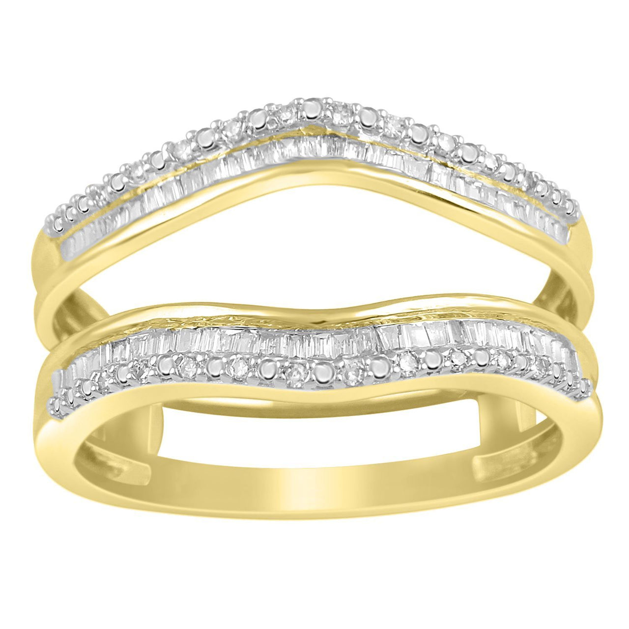 LADIES WRAPS & ENHANCERS 1/4 CT ROUND/BAGUETTE DIAMOND 10K YELLOW GOLD