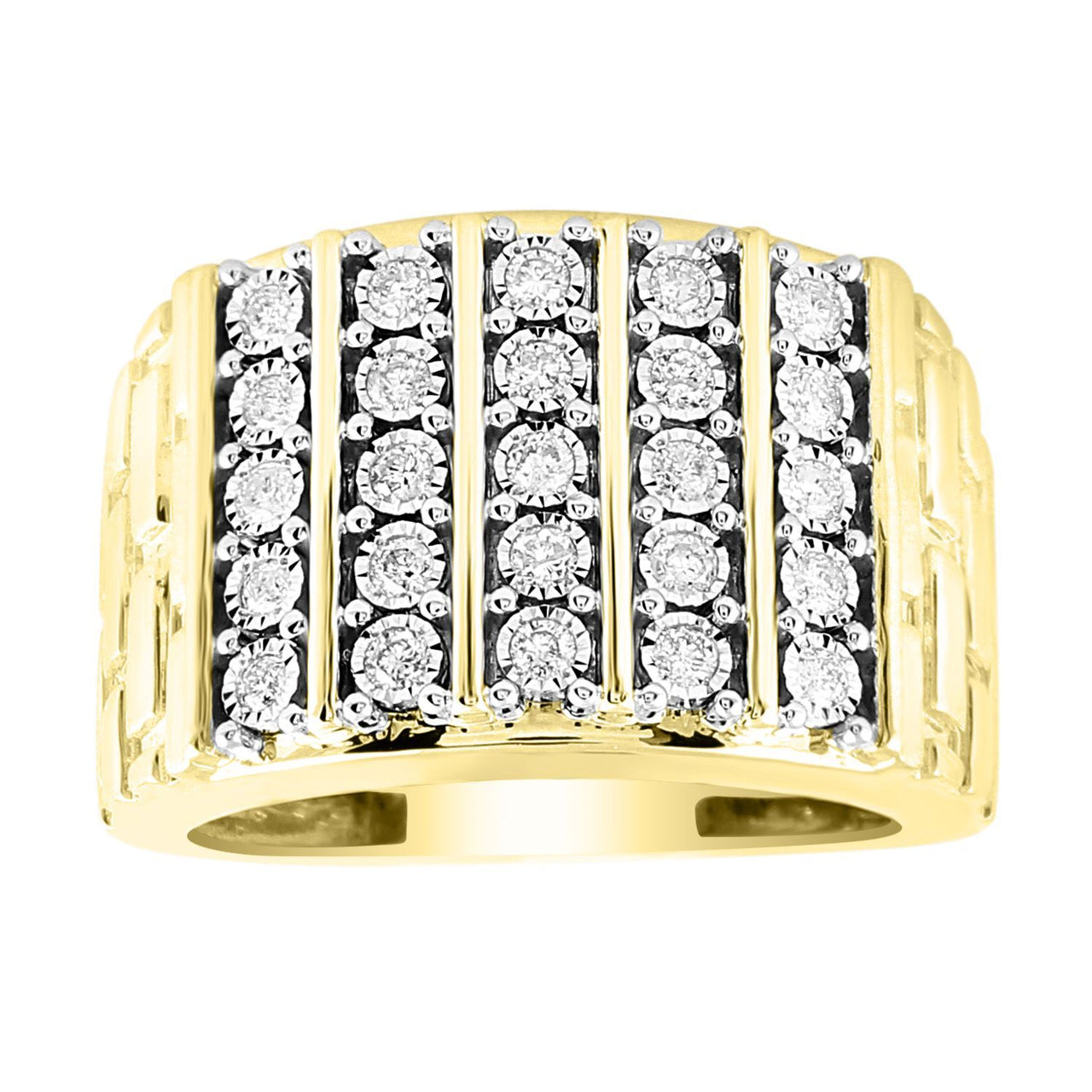 MEN'S RING 1/2 CT ROUND DIAMOND 10K YELLOW GOLD