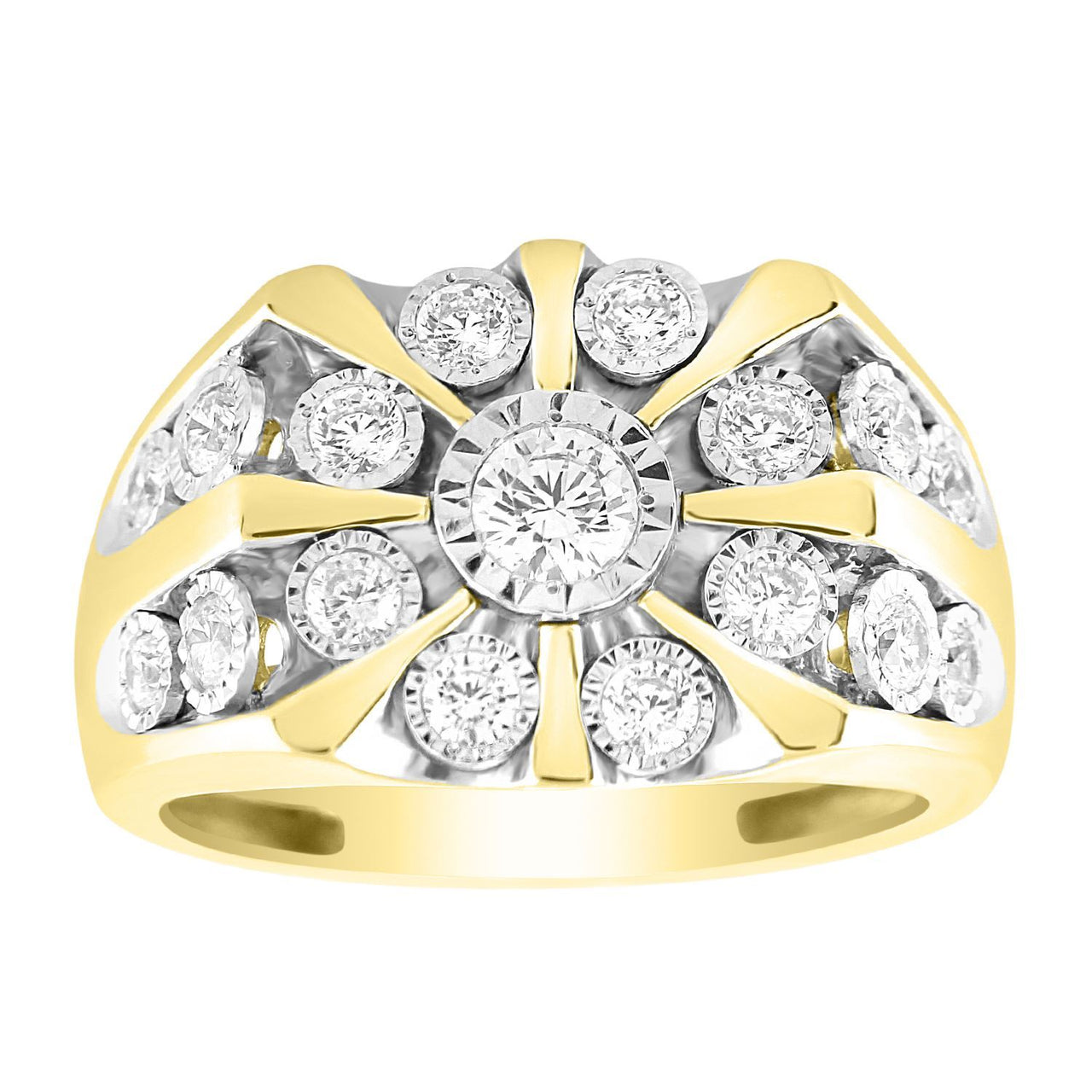 MEN'S RING 1 CT ROUND DIAMOND 10K YELLOW GOLD