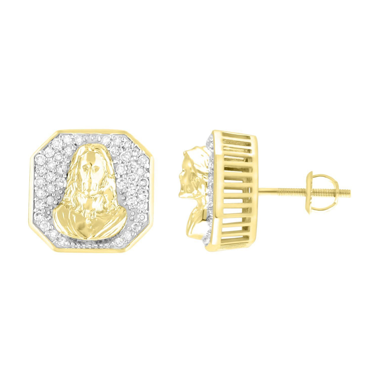MEN'S EARRING 1/4 CT ROUND DIAMOND 10K YELLOW GOLD