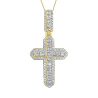 Thumbnail for MEN'S CROSS 1 CT ROUND DIAMOND 10K YELLOW GOLD