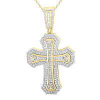 Thumbnail for MEN'S CROSS 1 1/2 CT ROUND DIAMOND 10K YELLOW GOLD