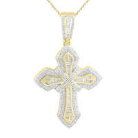 Thumbnail for MEN'S CROSS 1 1/2 CT ROUND/BAGUETTE DIAMOND 10K YELLOW GOLD